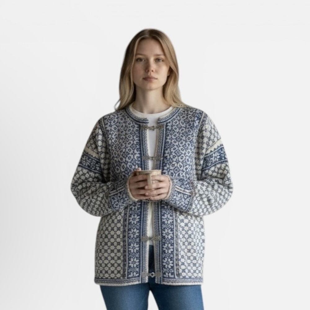 Vintage Norlender Norway Wool Cardigan Nordic Fair Isle Norwegian Sweater L